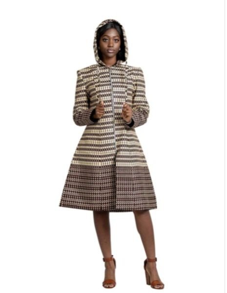 Women African Print Hooded Coat Women